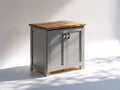 Buffet - Bois - 86 x 42 x 88 cm - Gris taupe-bois naturel - Campagne moderne