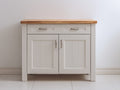 Buffet - Bois - 96 x 43 x 88 cm - Blanc-bois naturel - Rustique contemporain