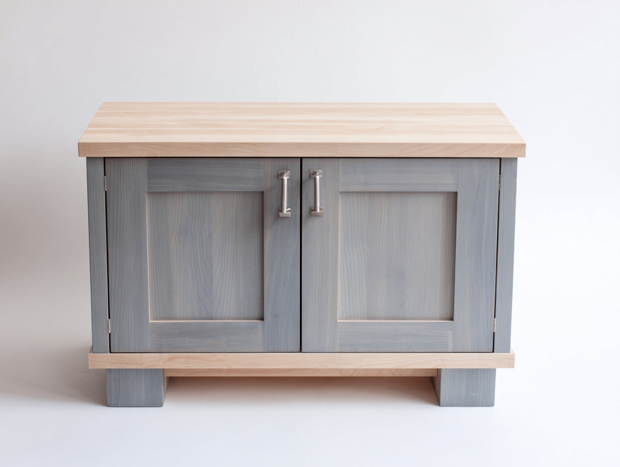 Buffet - Bois - 100 x 45 x 82 cm - Gris ardoise-bois naturel - Rustique contemporain