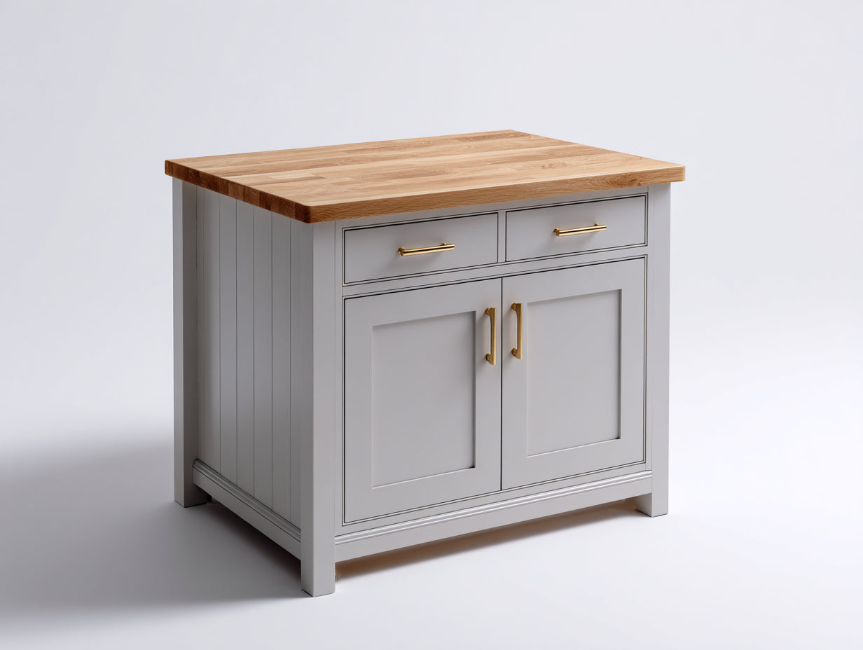 Buffet - Bois - 108 x 55 x 90 cm - Gris clair-bois naturel - Campagne moderne