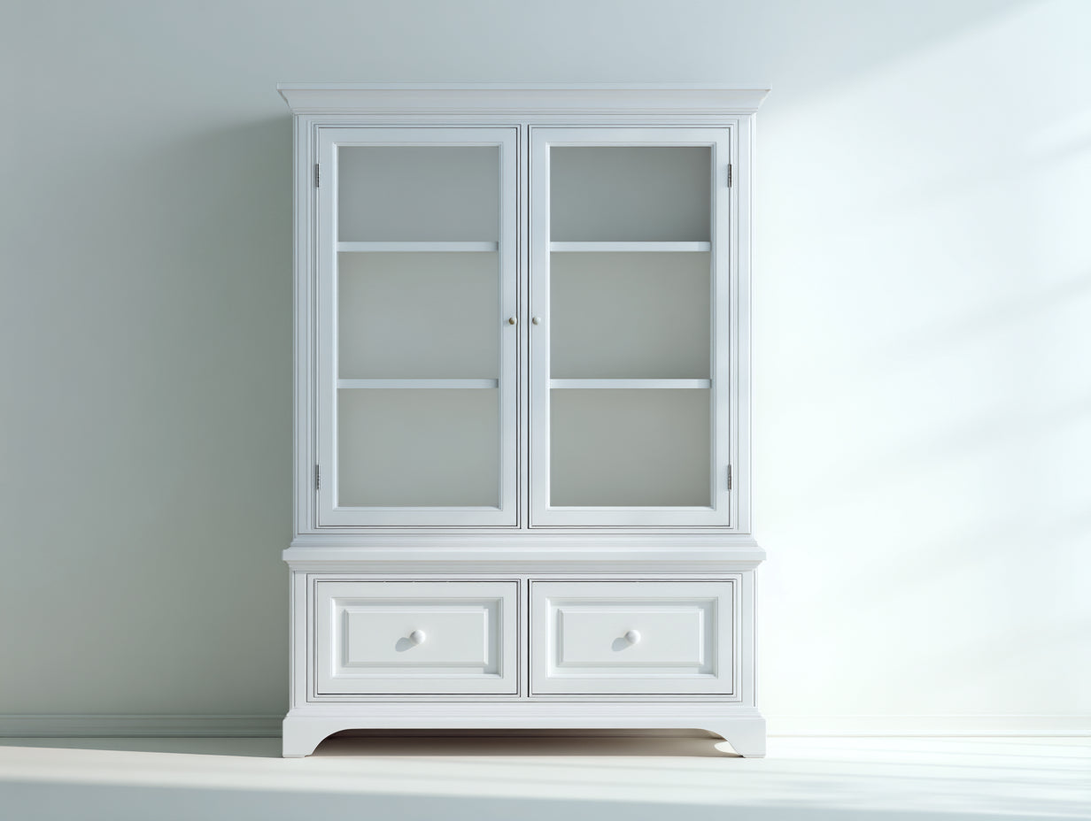 Vitrine - Bois-verre - 102 x 42 x 190 cm - Blanc - Classique