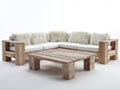 Canapé de jardin - bois - tissu - 250 x 250 x 72 cm - naturel-blanc - style rustique