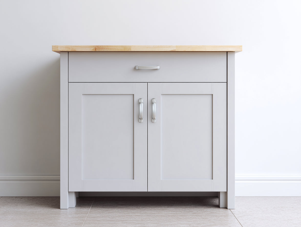 Buffet - Bois - 92 x 42 x 88 cm - Gris clair-bois naturel - Moderne