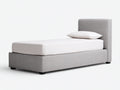 Lit simple - Tissu - 216 x 106 x 110 cm - Gris clair - Contemporain