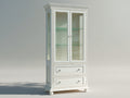 Vitrine - Bois-verre - 98 x 44 x 190 cm - Blanc cassé - Classique