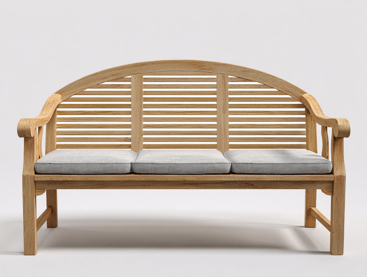 Banc de jardin - bois - tissu - 184 x 66 x 99 cm - naturel-gris perle - style champêtre
