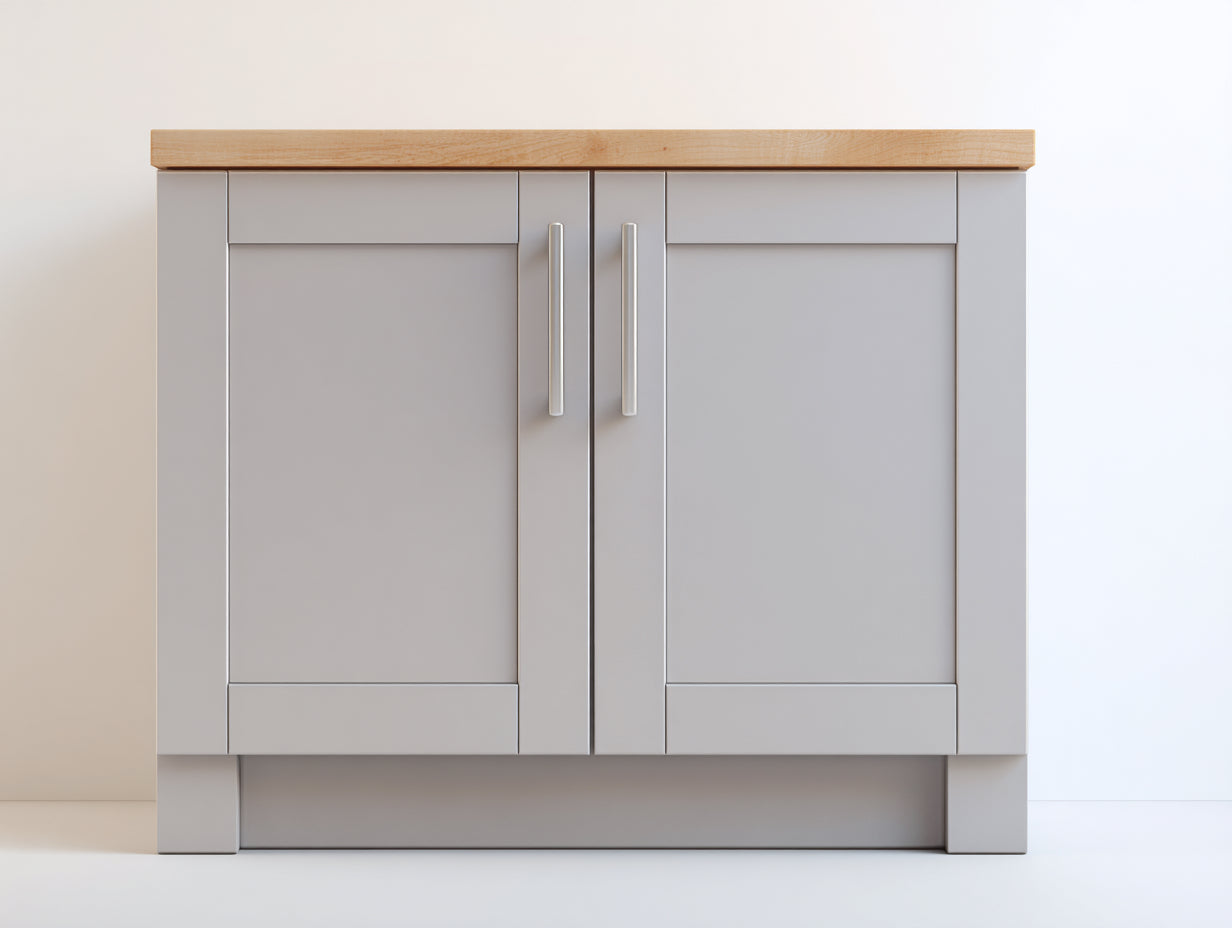 Buffet - Bois - 92 x 42 x 86 cm - Gris perle-bois naturel - Contemporain