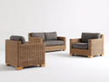 Canapé de jardin - rotin tressé - tissu - 152 x 82 x 78 cm - naturel-gris anthracite - style contemporain