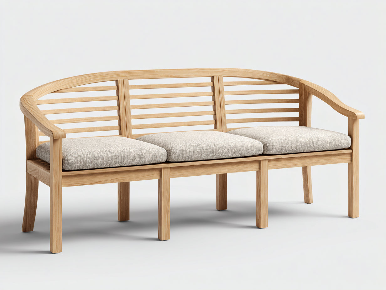 Banc de jardin - bois - tissu - 182 x 66 x 92 cm - naturel-beige clair - style scandinave