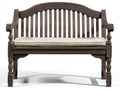 Banc de jardin - bois - tissu - 160 x 64 x 96 cm - brun patiné-lin - style traditionnel