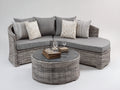 Canapé de jardin - fibre tressée - tissu - 225 x 170 x 81 cm - gris taupe-gris moyen - style contemporain