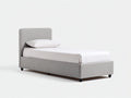 Lit simple - Tissu - 214 x 104 x 108 cm - Gris clair - Épuré