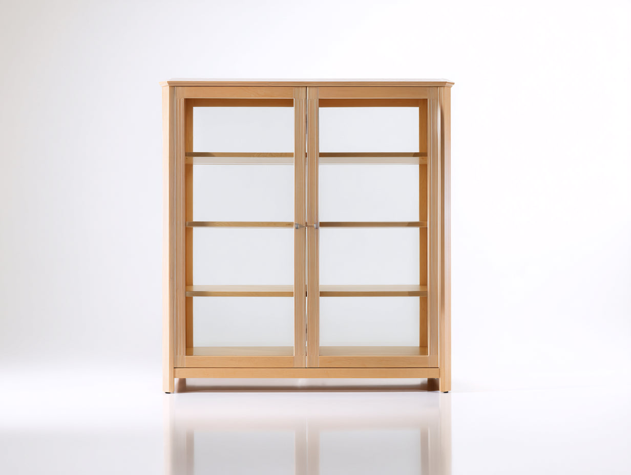 Vitrine - Bois-verre - 106 x 42 x 165 cm - Bois clair - Contemporain