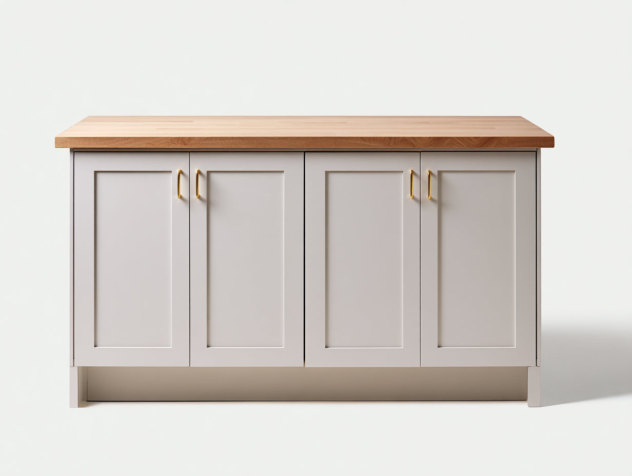 Buffet - Bois - 150 x 45 x 88 cm - Blanc cassé-bois naturel - Classique contemporain