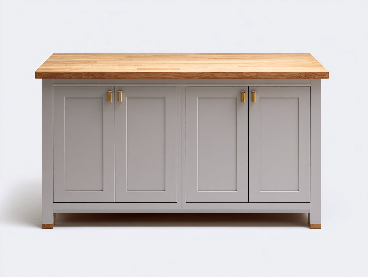 Buffet - Bois - 142 x 44 x 86 cm - Gris perle-bois naturel - Moderne