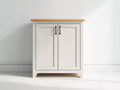 Buffet - Bois - 82 x 40 x 84 cm - Blanc cassé-bois naturel - Rustique