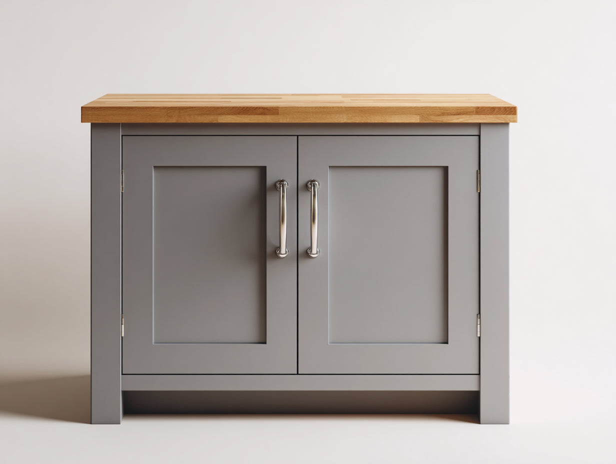 Buffet - Bois - 96 x 43 x 84 cm - Gris taupe-bois naturel - Minimaliste