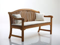 Banc de jardin - bois - tissu - 154 x 63 x 94 cm - brun-écru - style classique