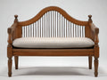 Banc de jardin - bois - tissu - 150 x 62 x 101 cm - brun-lin - style traditionnel