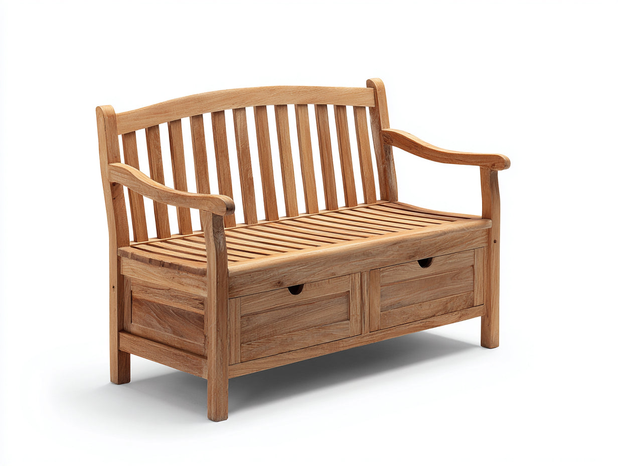 Banc de jardin - bois - 128 x 58 x 89 cm - naturel - rangement intégré