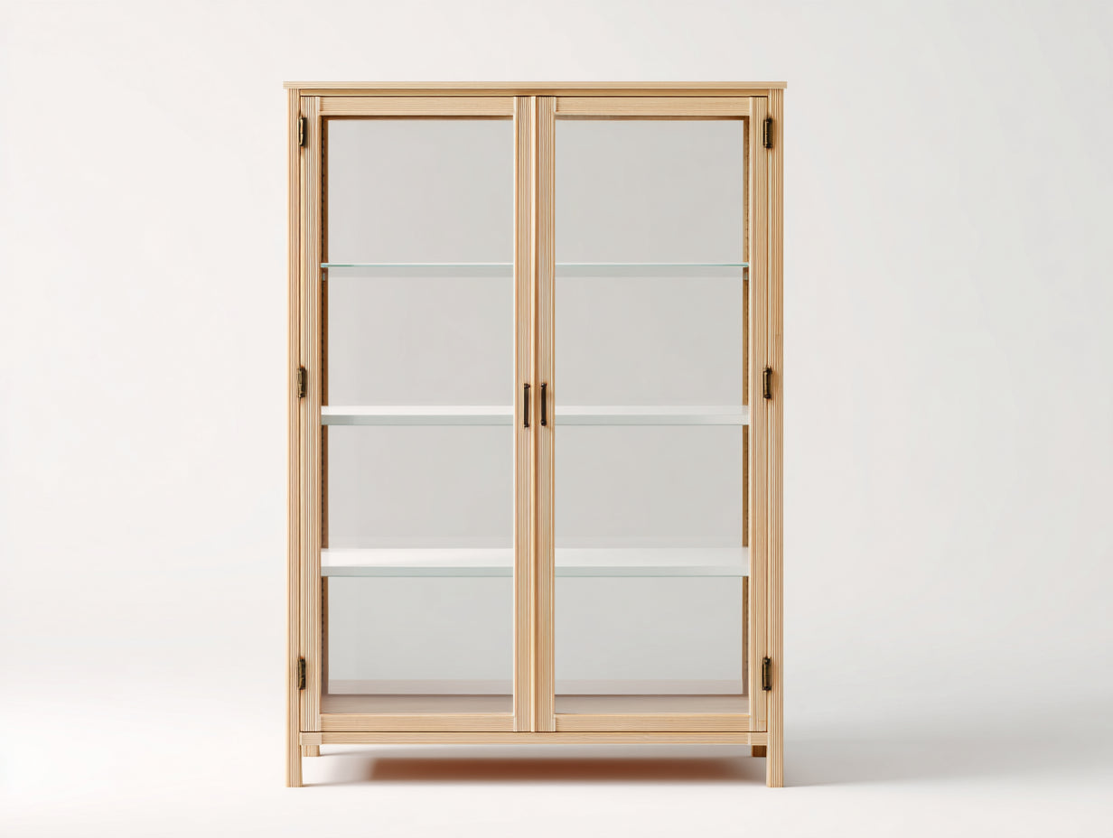 Vitrine - Bois-verre - 100 x 40 x 175 cm - Bois naturel - Scandinave