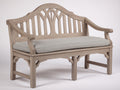 Banc de jardin - bois - tissu - 150 x 64 x 101 cm - bois grisé-gris beige - style néogothique