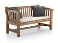 Banc de jardin - bois - tissu - 153 x 66 x 88 cm - brun naturel-écru - style campagne