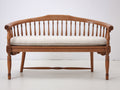 Banc de jardin - bois - tissu - 156 x 65 x 91 cm - brun miel-écru - style traditionnel sculpté